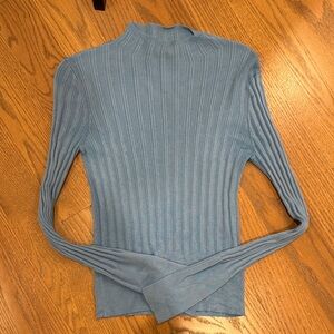 rag & bone Blue Ribbed Turtleneck Sweater